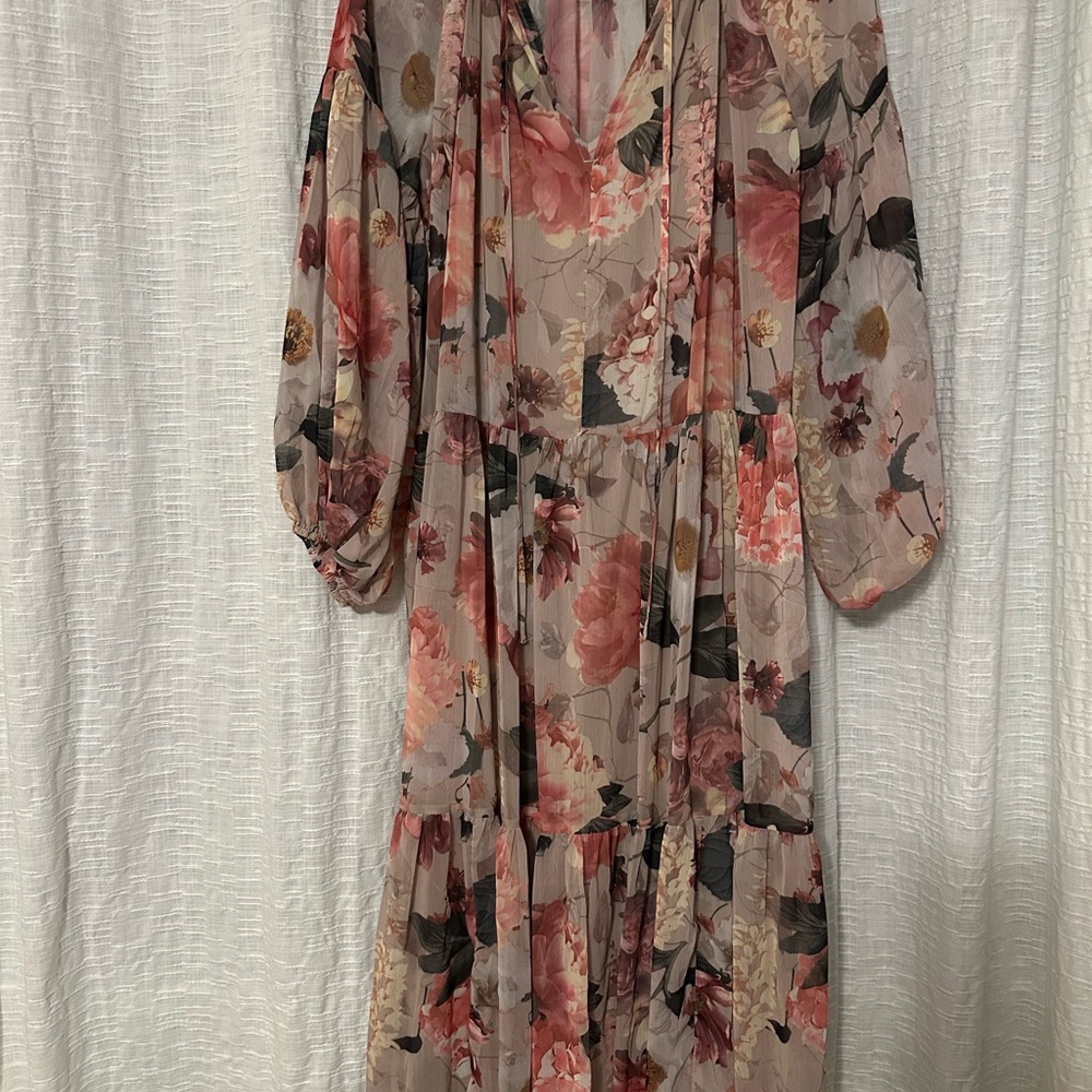 H&M Long Sleeve Floral Dress - Pink and Cream